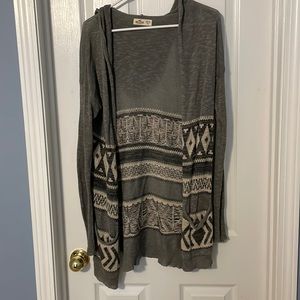 Hollister gray printed cardigan